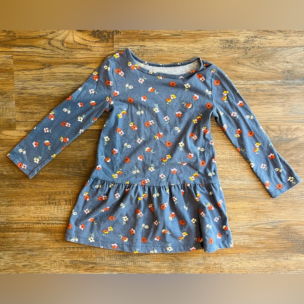 Carter’s Toddler Navy Floral Jersey Long Sleeve Dress 3T